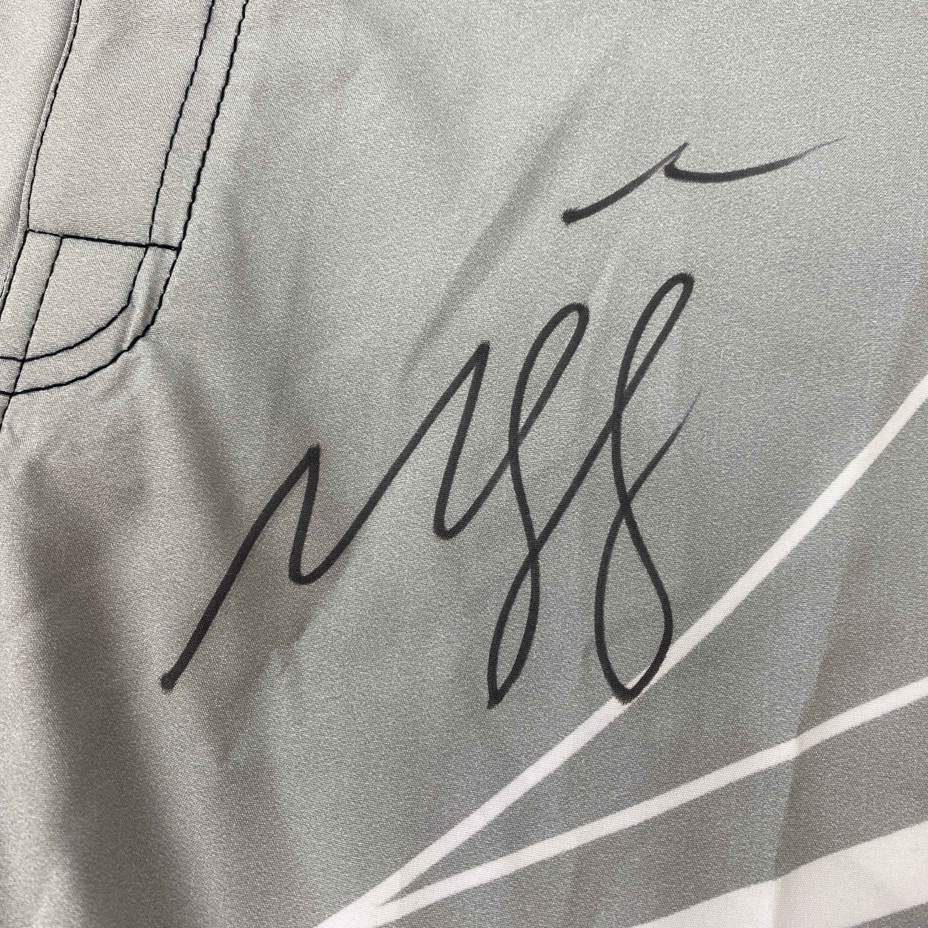Autographed/Signed Khamzat Borz Chimaev UFC MMA Ultimate Fighting Grey Trunks PSA/DNA COA