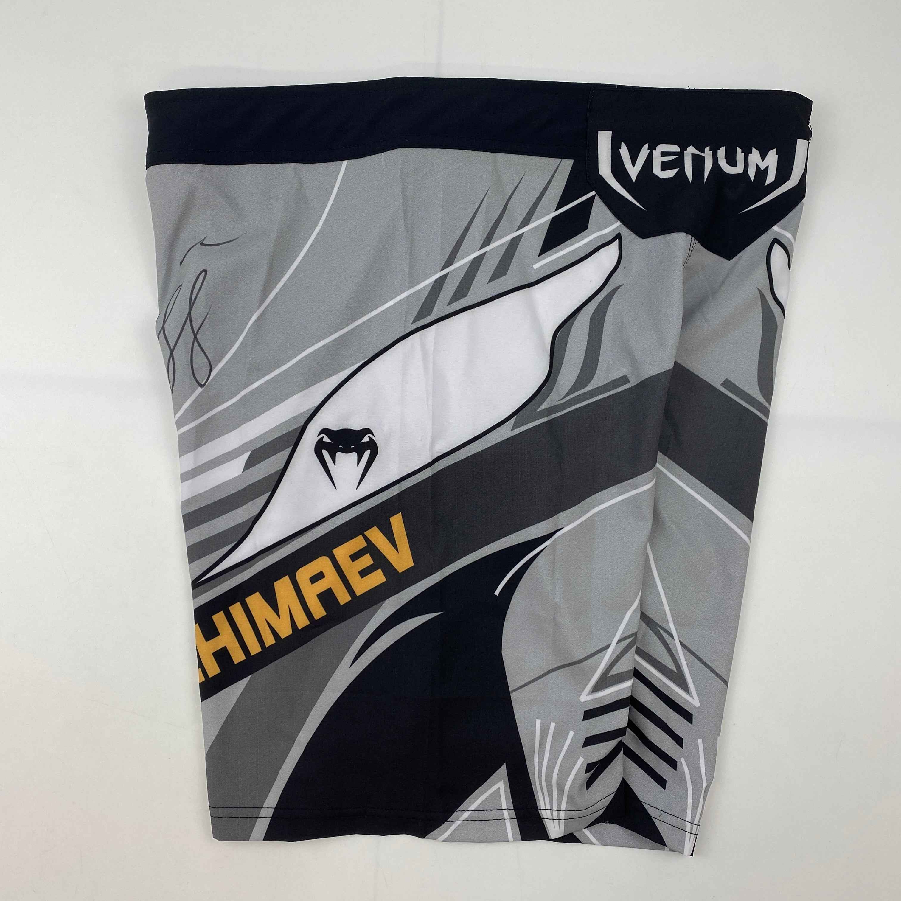 Autographed/Signed Khamzat Borz Chimaev UFC MMA Ultimate Fighting Grey Trunks PSA/DNA COA