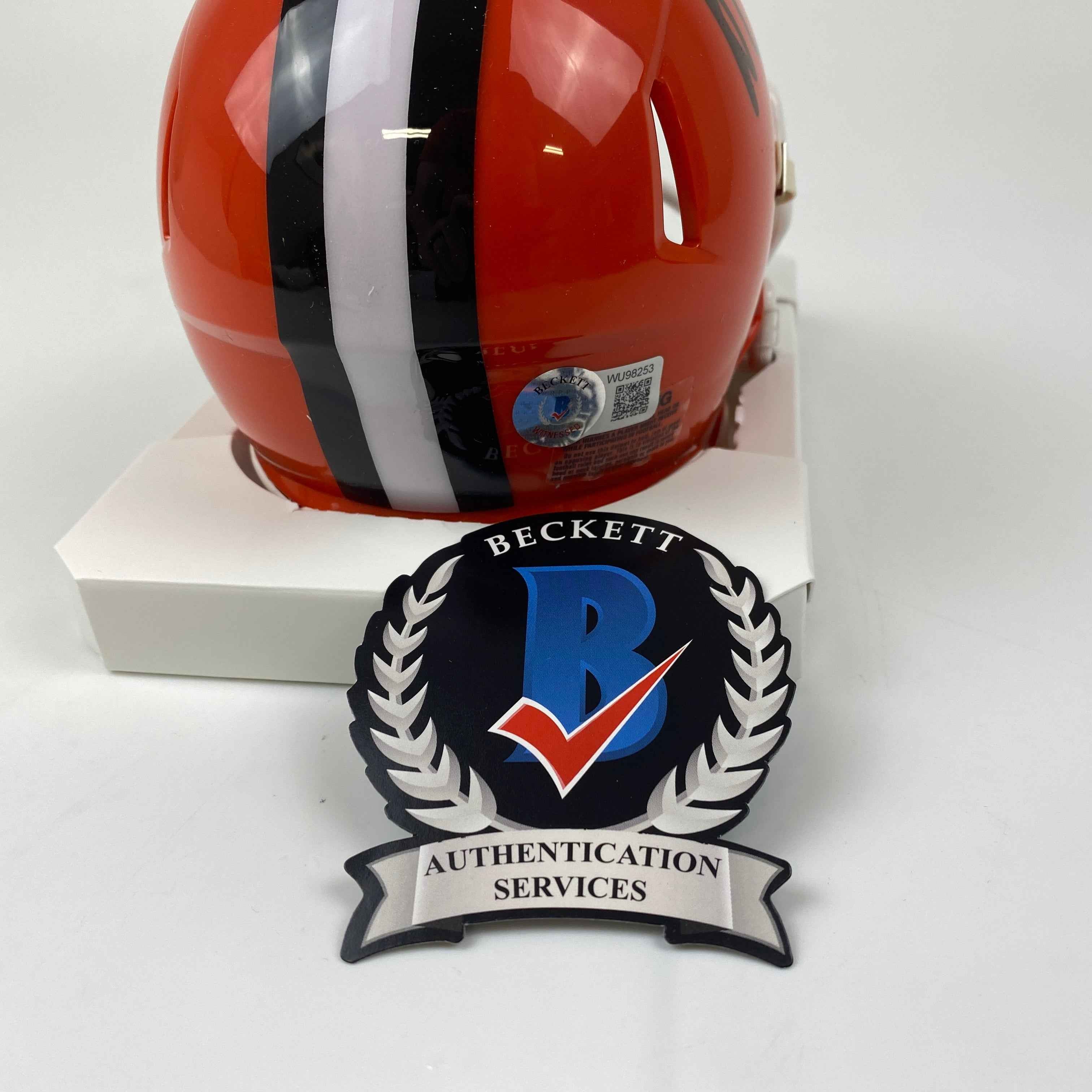 Autographed/Signed Amari Cooper Cleveland Browns Mini Football Helmet Beckett BAS COA