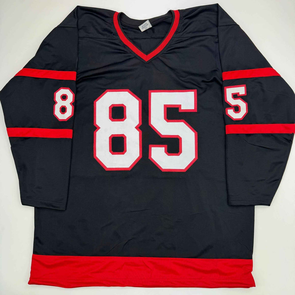 Autographed/Signed Jake Sanderson Ottawa Black Hockey Jersey JSA COA