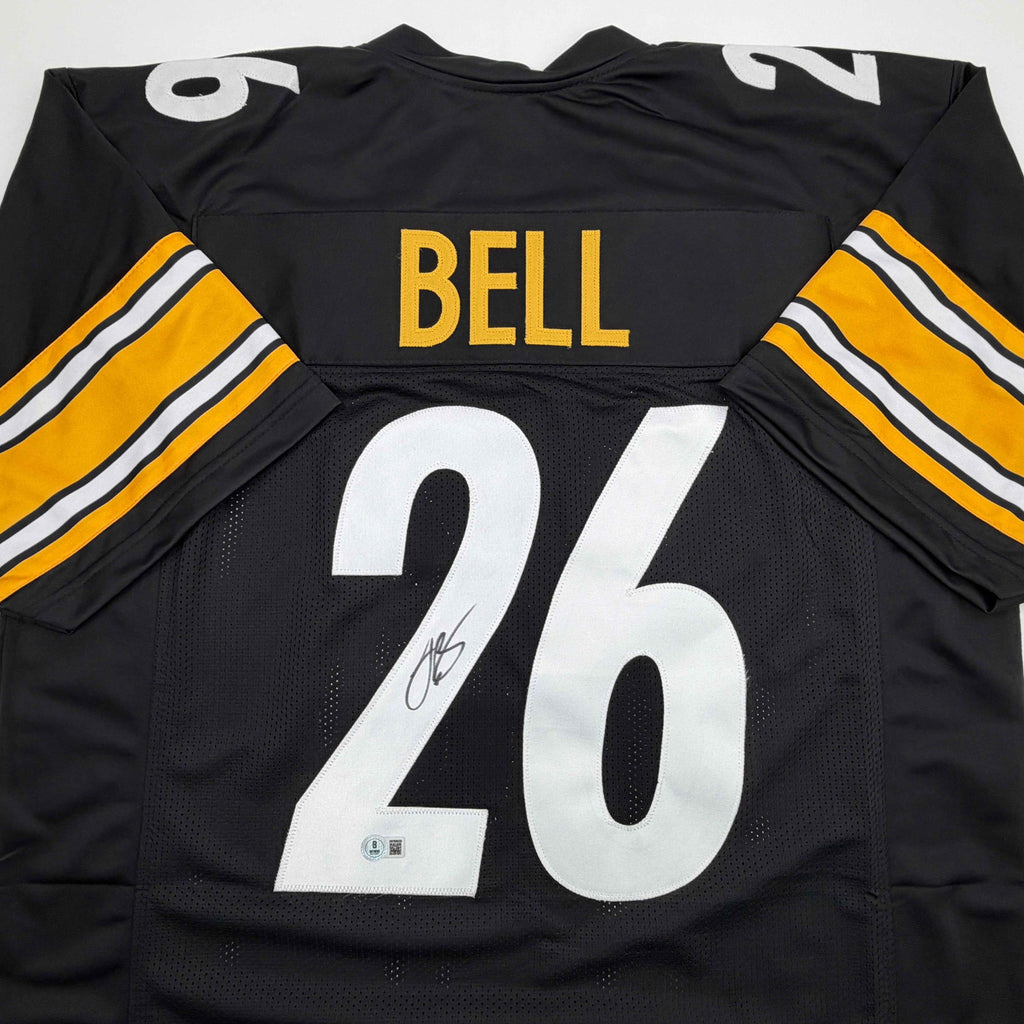 Autographed/Signed Le'Veon LeVeon Bell Pittsburgh Black Football Jersey Beckett BAS COA
