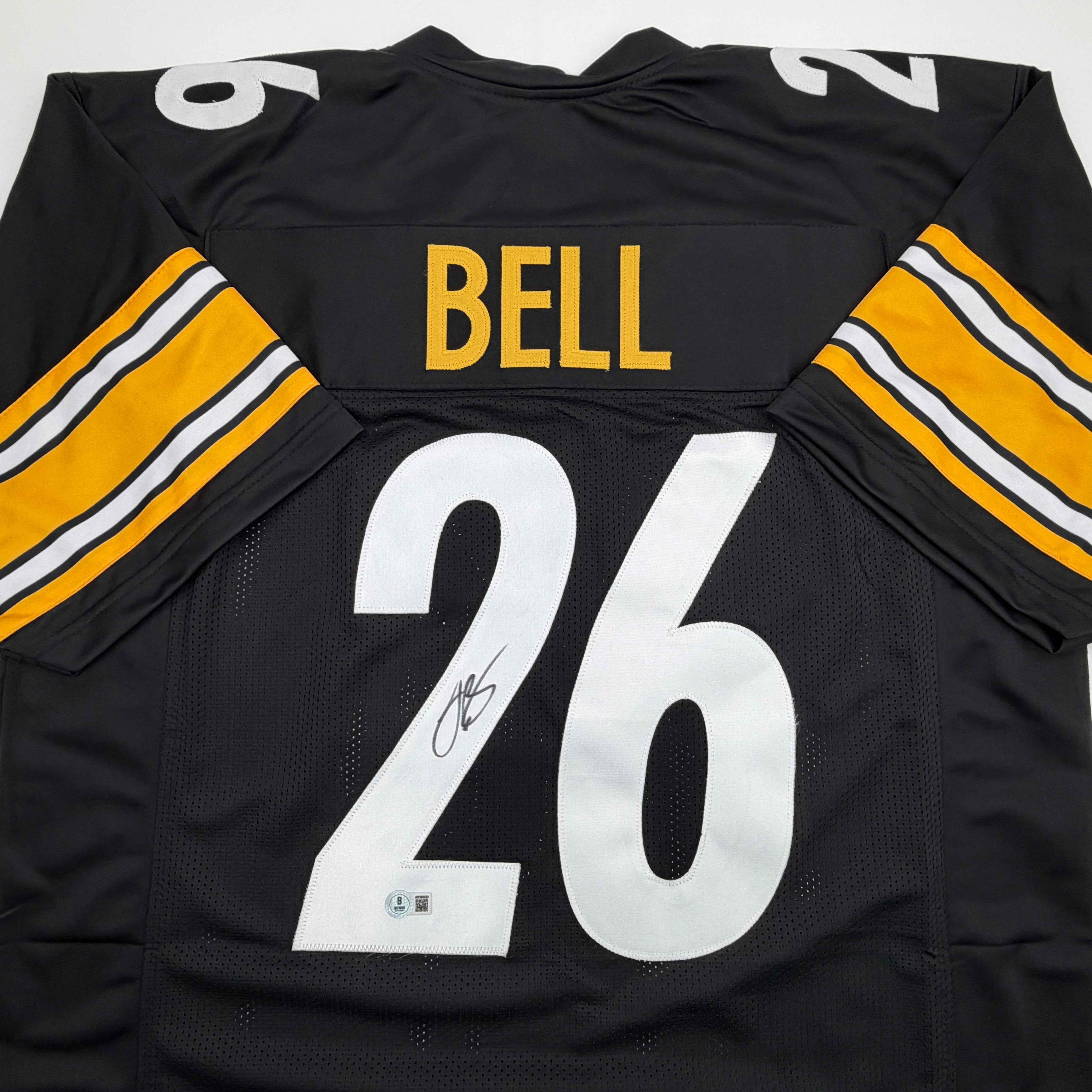 Autographed/Signed Le'Veon LeVeon Bell Pittsburgh Black Football Jersey Beckett BAS COA