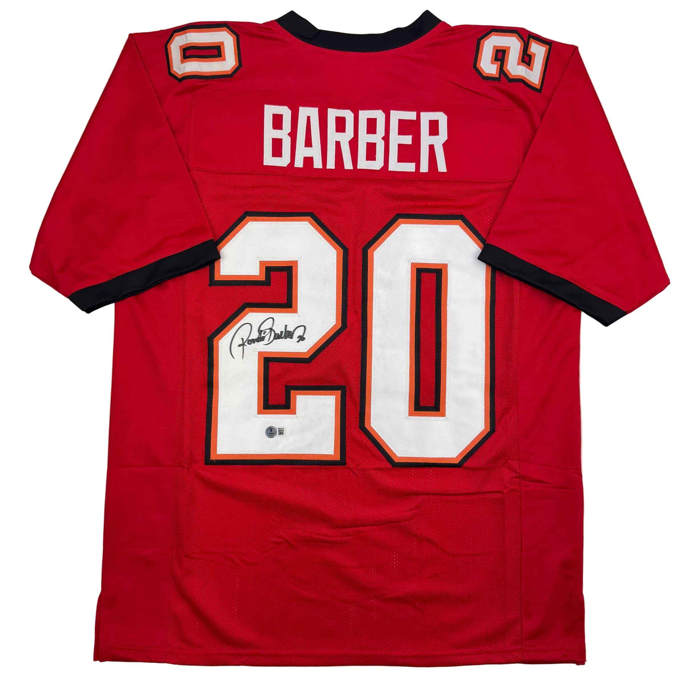 Autographed/Signed Ronde Barber Tampa Bay Red Football Jersey Beckett BAS COA