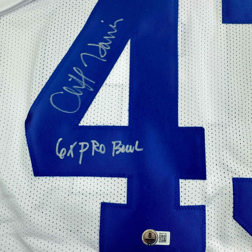 Autographed/Signed Cliff Harris Dallas White Football Jersey Beckett BAS COA