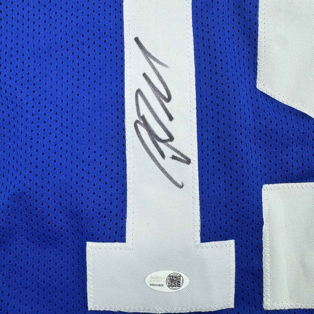 Autographed/Signed Riley Leonard Indianapolis Blue Football Jersey JSA COA