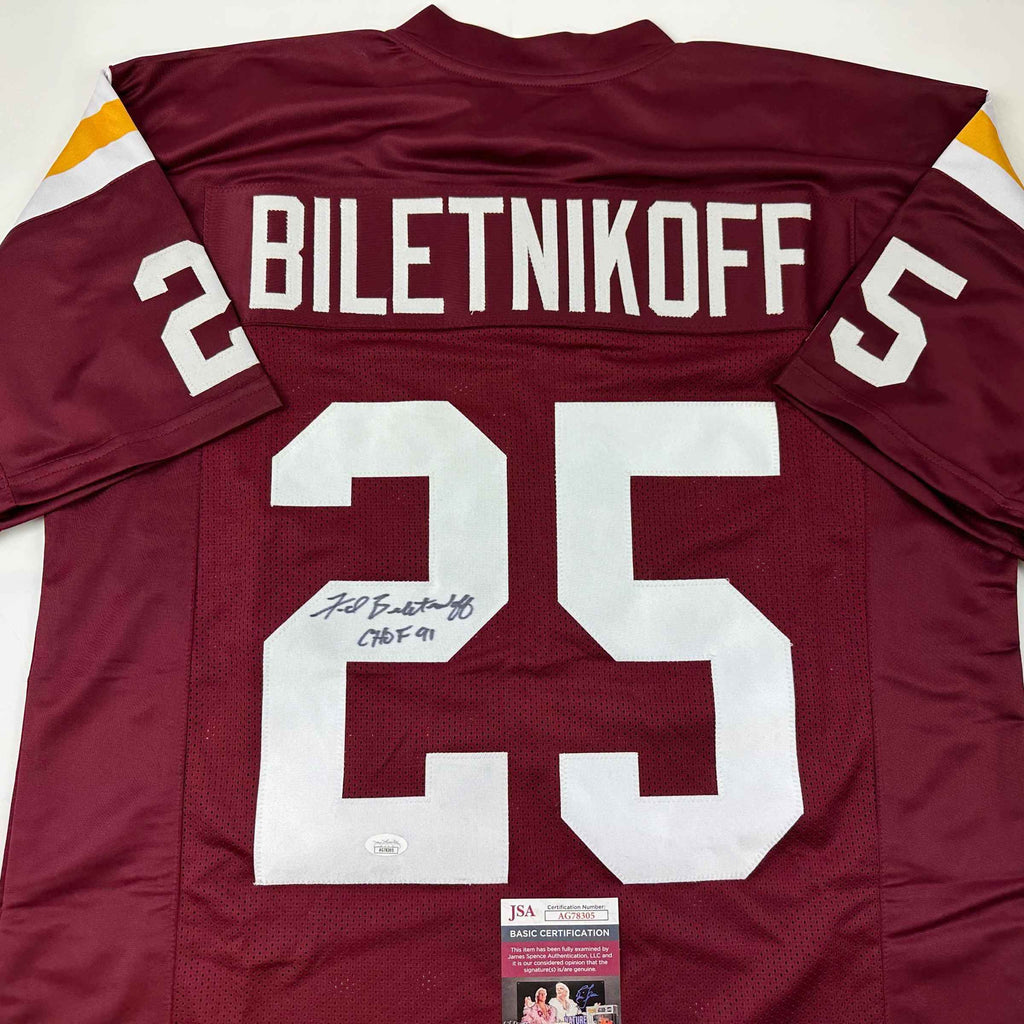 Autographed/Signed Fred Biletnikoff CHOF 91 Florida State FSU Red College Football Jersey JSA COA