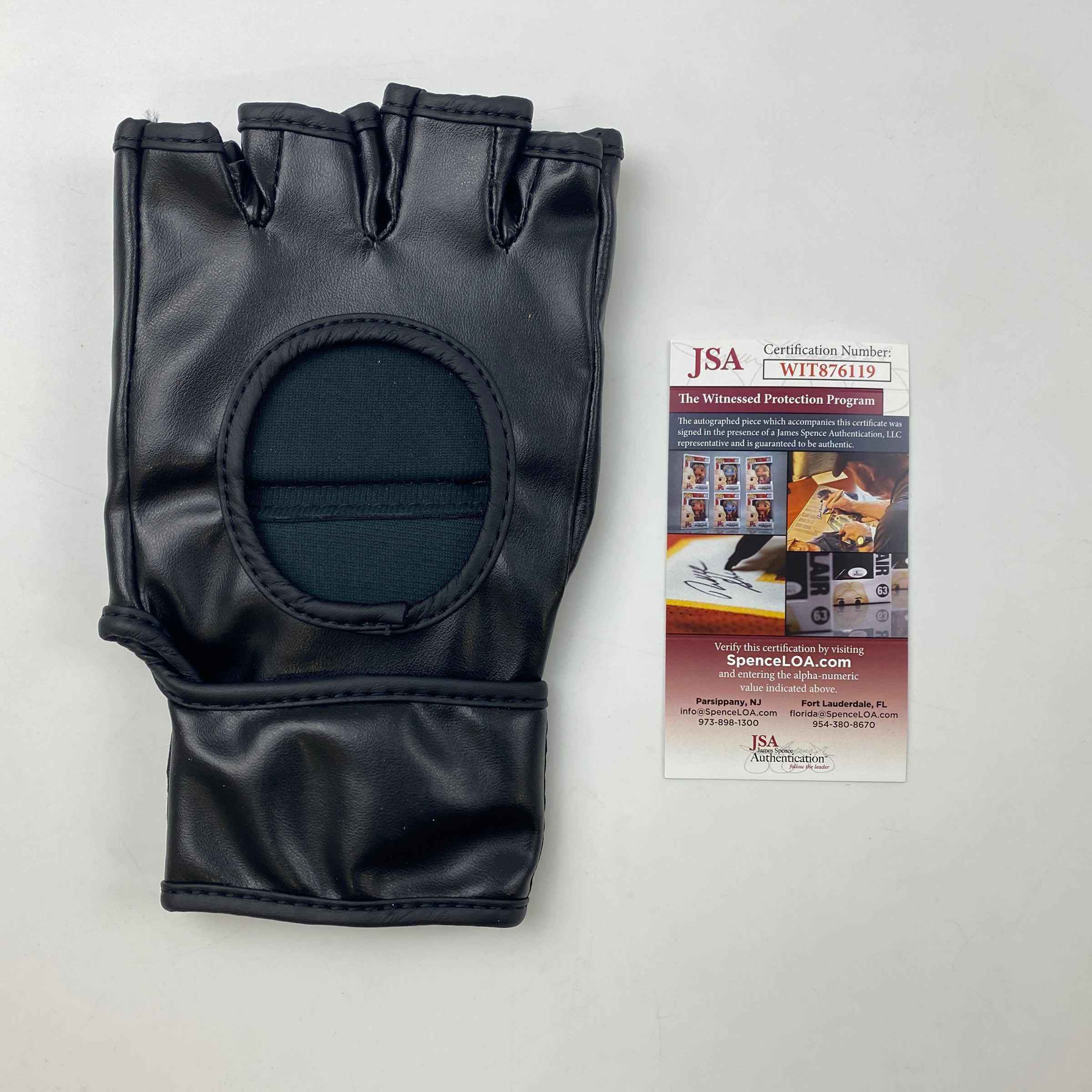 Autographed/Signed Georges St. Pierre UFC MMA Black Fighting Glove JSA COA Auto