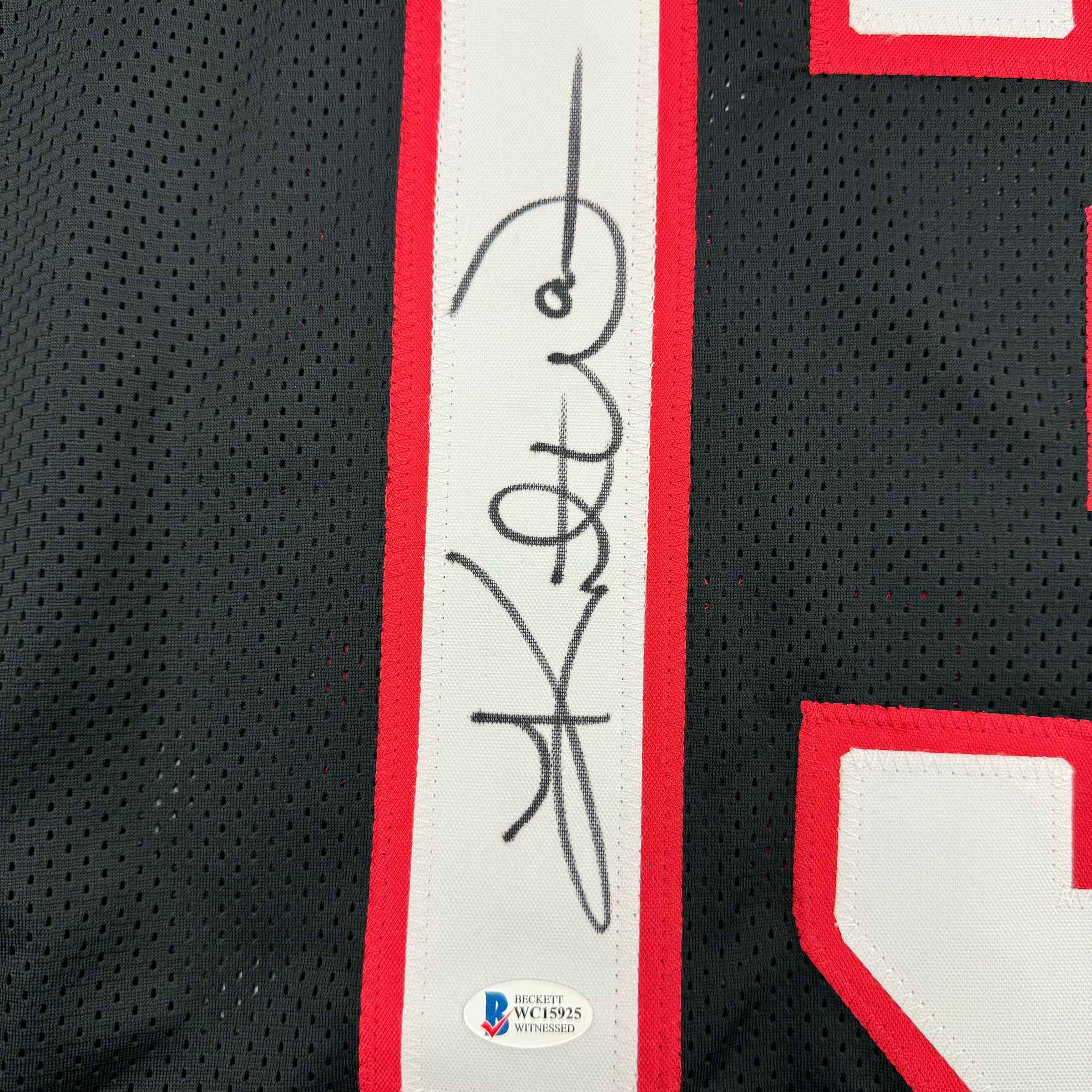 Framed Autographed/Signed Kurt Warner 35x39 Arizona Black Football Jersey Beckett BAS COA