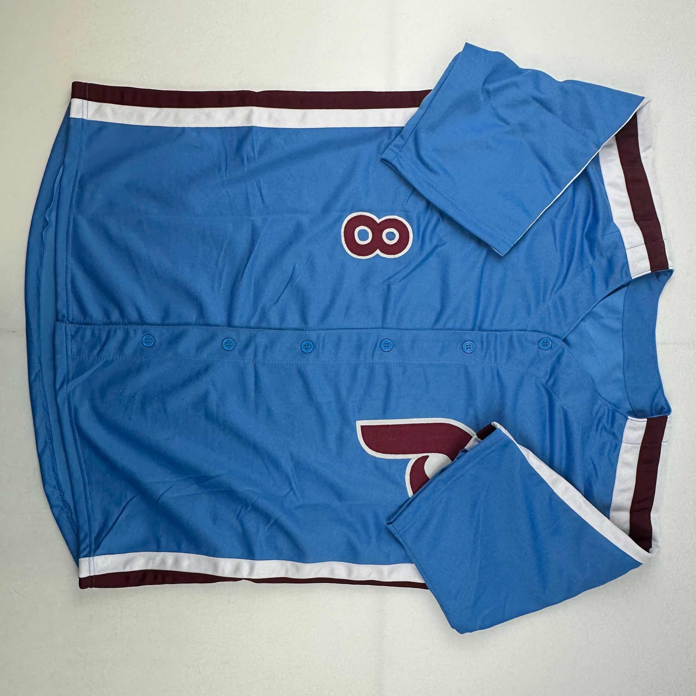 Autographed/Signed Bob Boone 80 WS Champs Philadelphia Retro Blue Baseball Jersey JSA COA