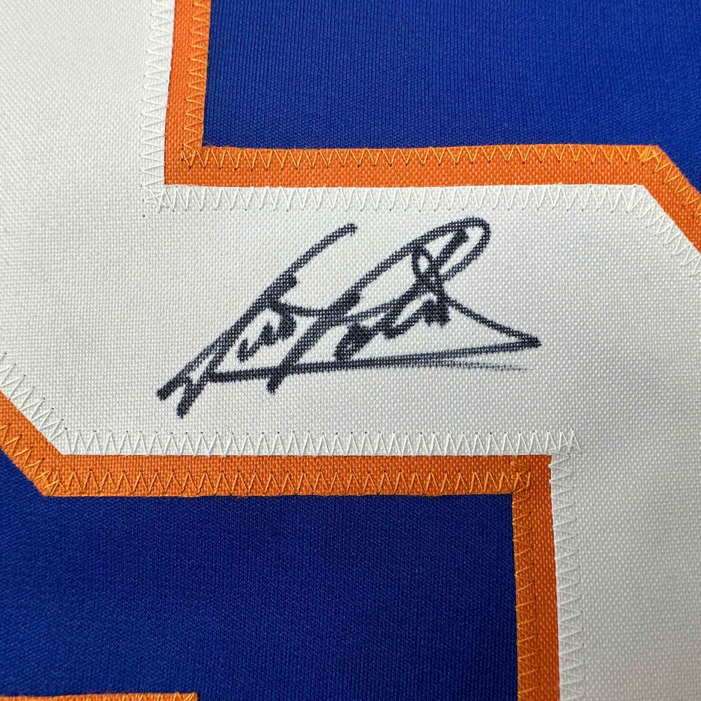 Autographed/Signed Denis Potvin New York Blue Hockey Jersey JSA COA