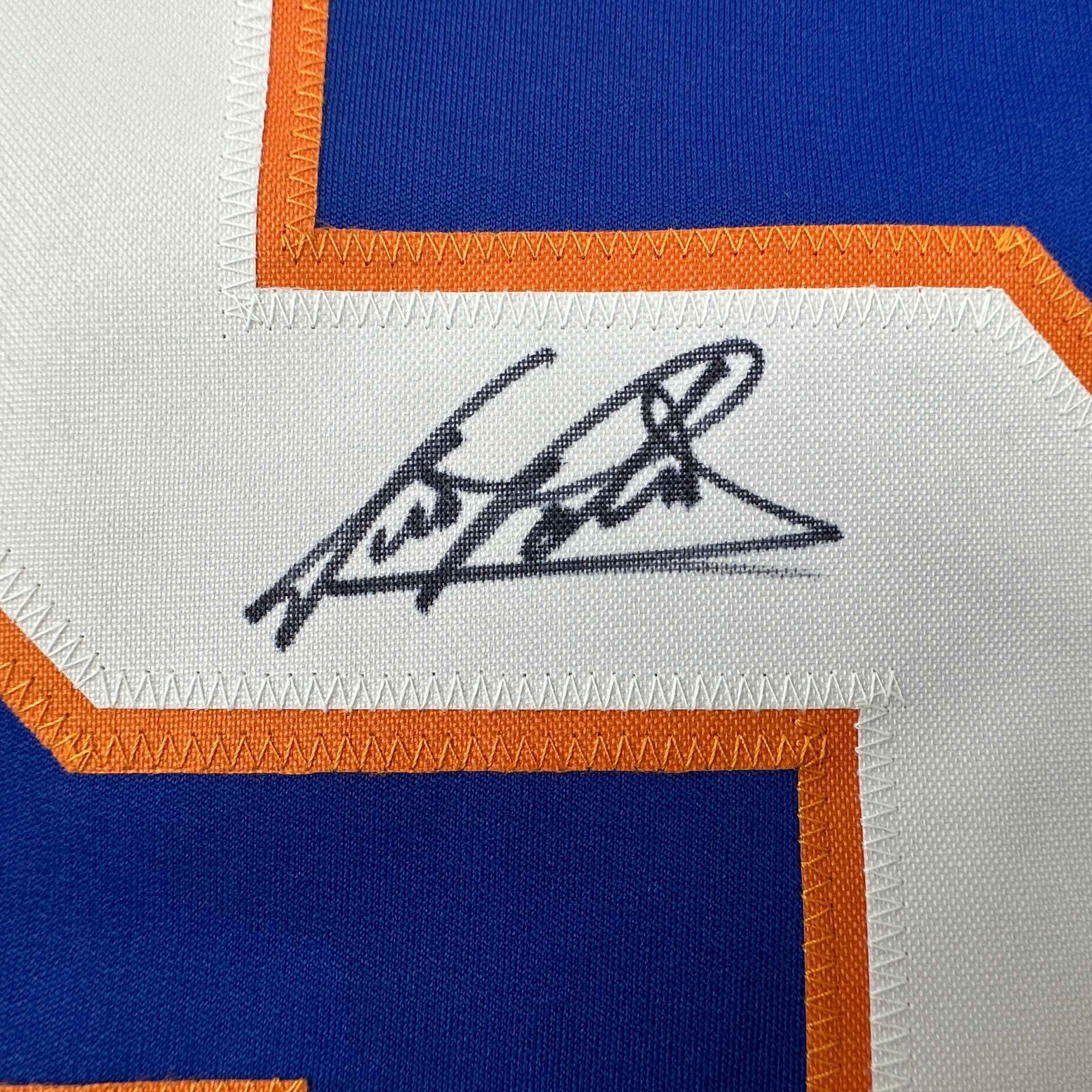 Autographed/Signed Denis Potvin New York Blue Hockey Jersey JSA COA
