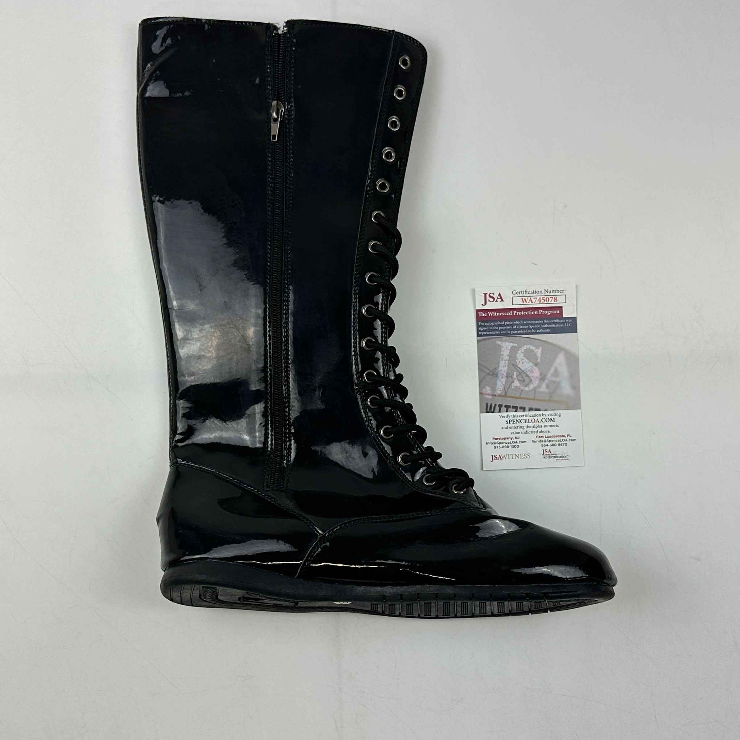 Autographed/Signed Hulk Hogan Black WWE WWF Wrestling Boot/Shoe JSA COA Auto