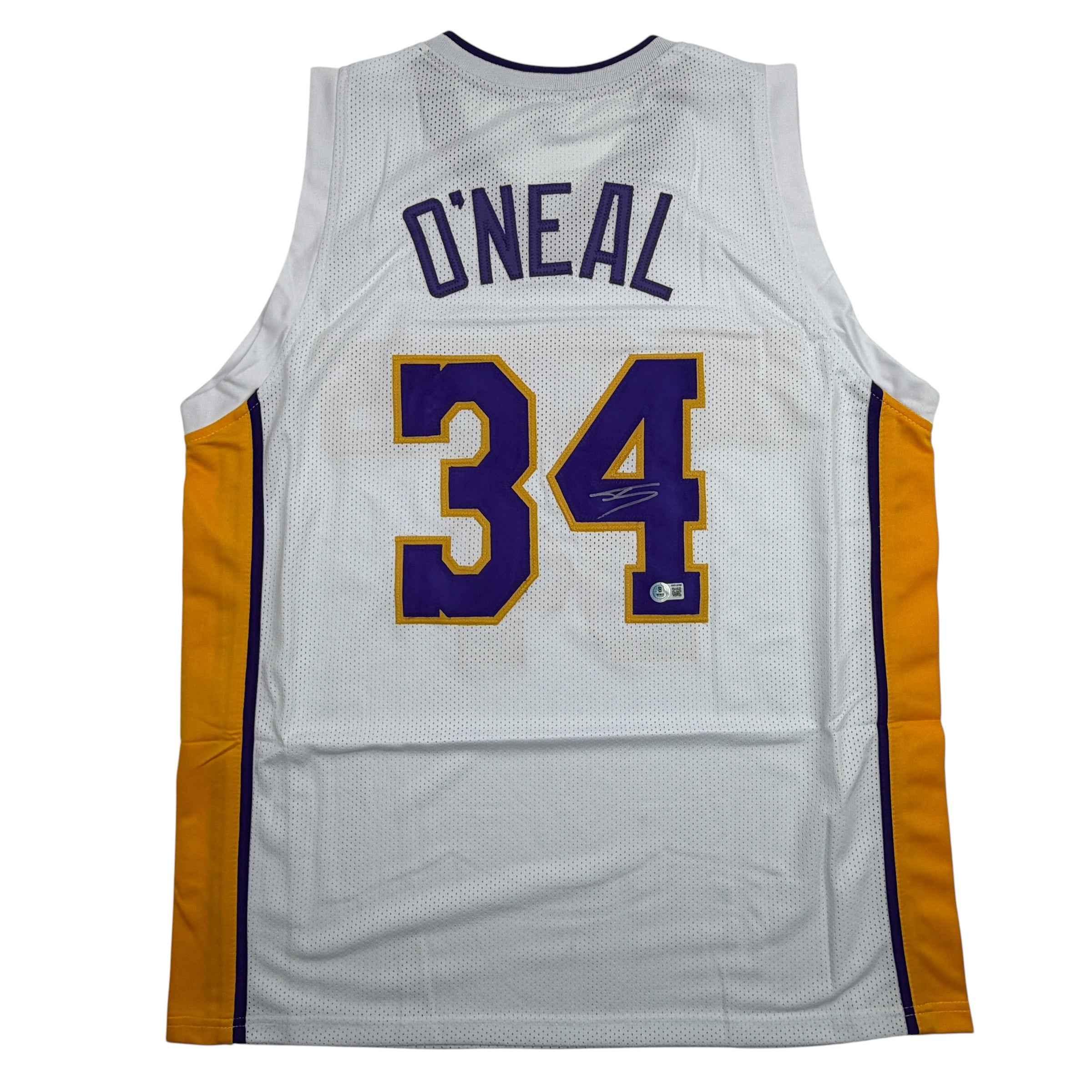 Autographed/Signed Shaquille Shaq O'Neal Los Angeles LA White Basketball Jersey Beckett BAS COA