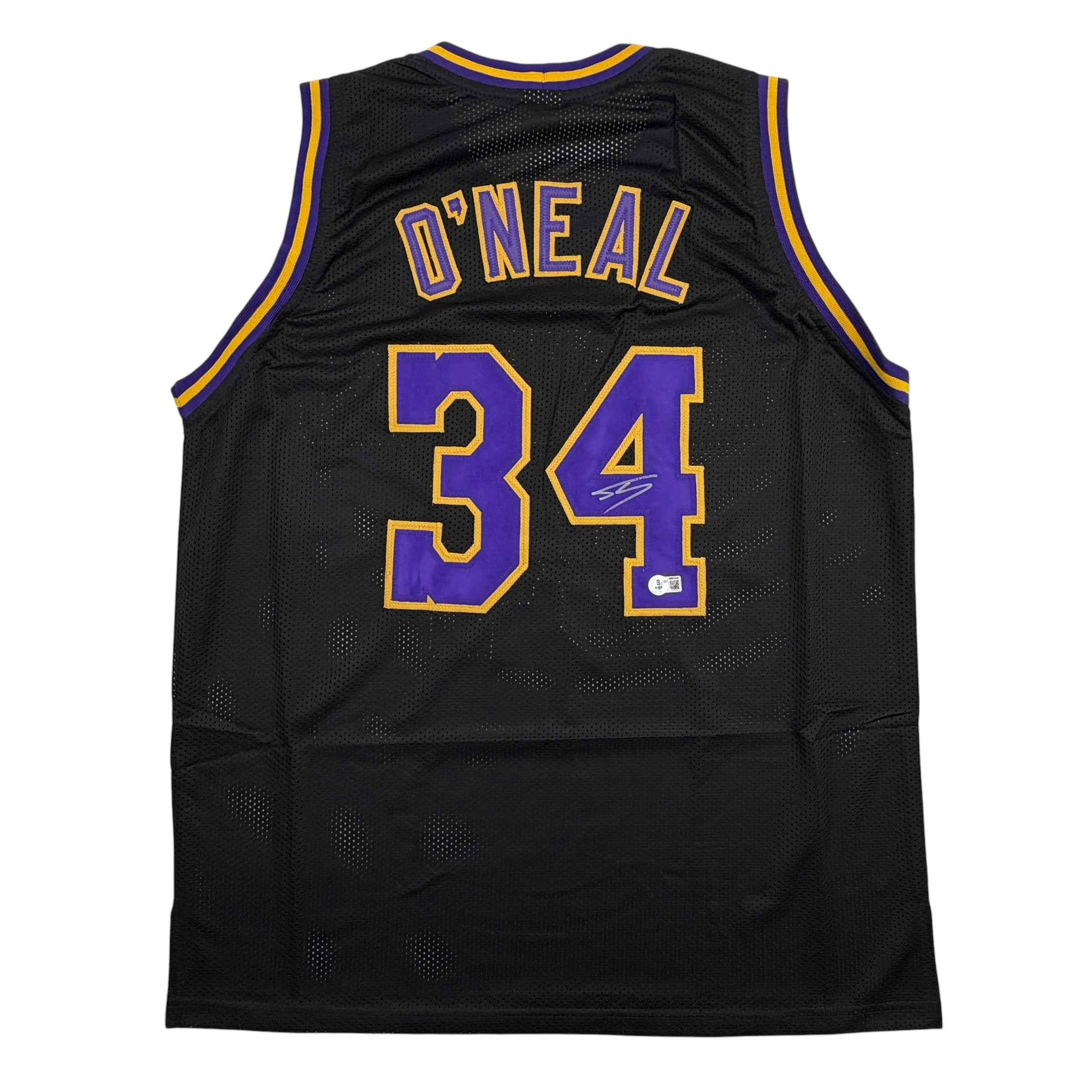 Autographed/Signed Shaquille Shaq O'Neal Los Angeles LA Black Basketball Jersey Beckett BAS COA