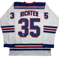 Autographed/Signed Mike Richter New York White Hockey Jersey Beckett BAS COA