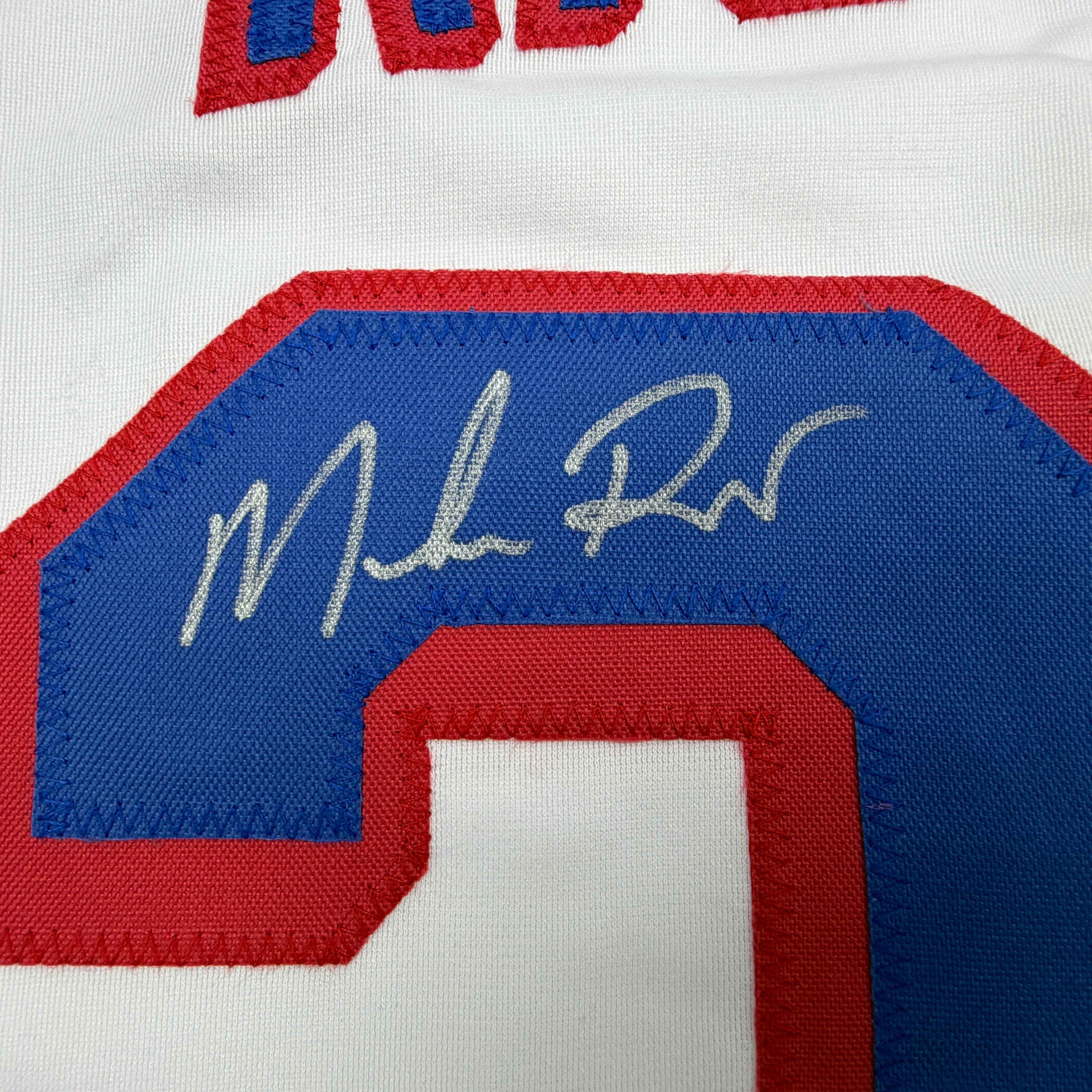 Autographed/Signed Mike Richter New York White Hockey Jersey Beckett BAS COA