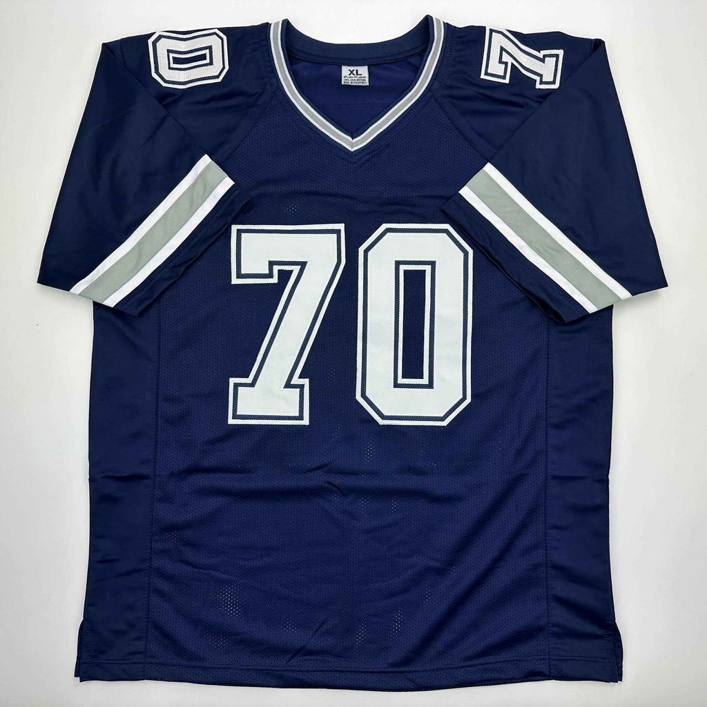 Autographed/Signed Zack Martin Dallas Blue Football Jersey Beckett BAS COA