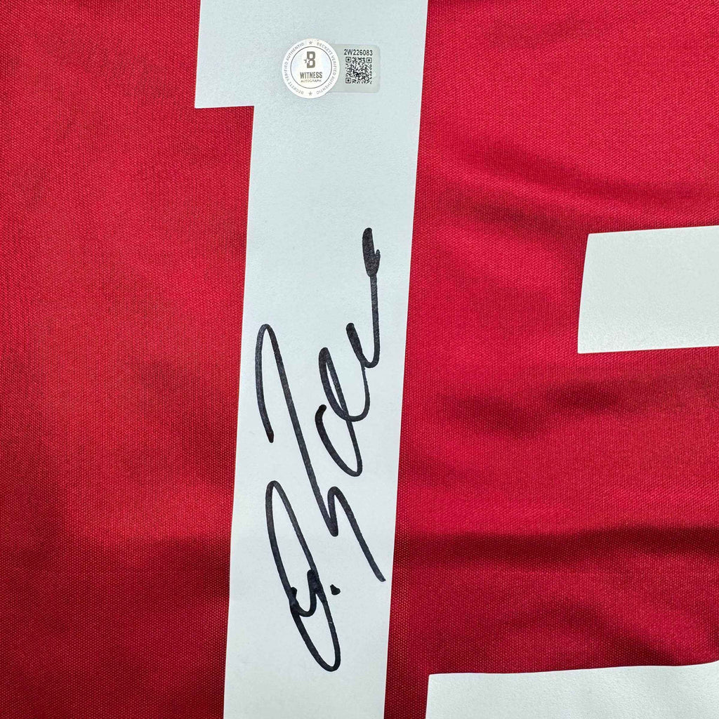Autographed/Signed Michael Ballack FC Bayern Munich Red Soccer Futbol Jersey Beckett BAS COA