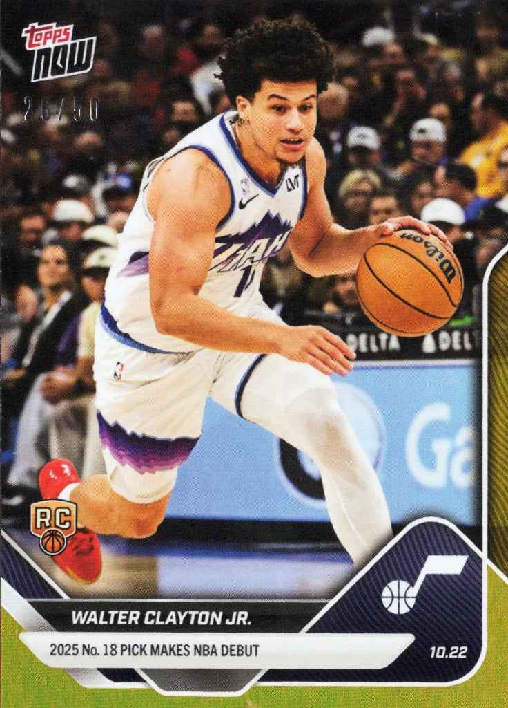 2025 Topps Now Walter Clayton Jr #16 Gold Foil /50 Utah Jazz Rookie RC Basketball Card