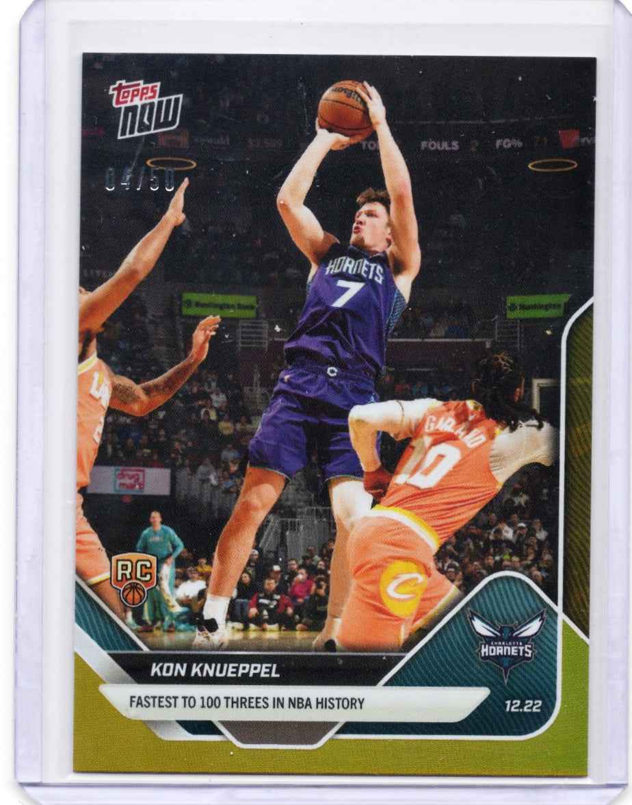 2025 Topps Now Kon Knueppel #97 Gold Foil /50 Charlotte Hornets Rookie RC Basketball Card