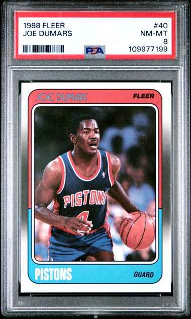 Graded 1988 Fleer Joe Dumars #40 Basketball Card PSA 8 NM-MT