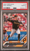 Graded 2024 Topps Now Paul Skenes #739 2nd Lowest ERA Through 22 Career Starts Since 1913 Rookie RC Baseball Card PSA 10 Gem Mint