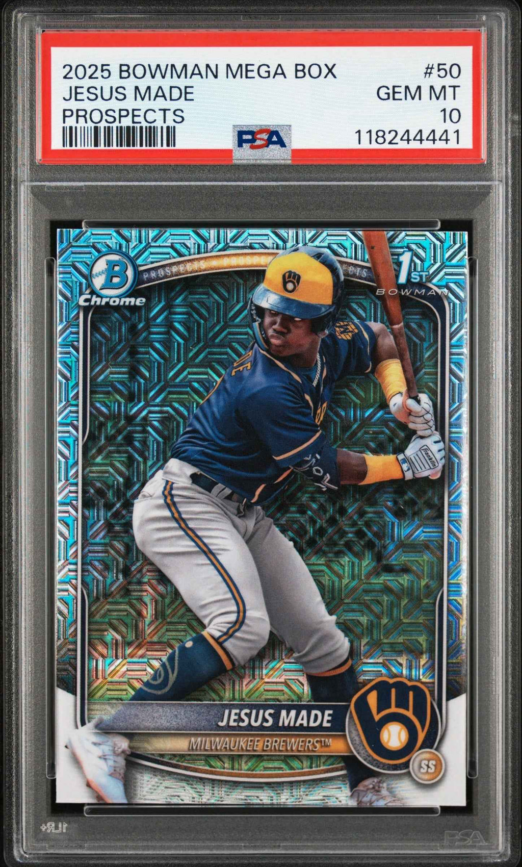 Graded 2025 Topps Bowman Mega Box Jesus Made #50 Prospects Rookie RC Baseball Card PSA 10 Gem Mint