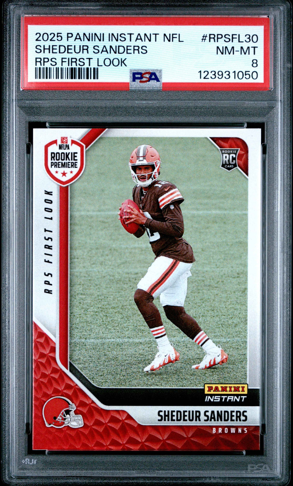 Graded 2025 Panini Instant Shedeur Sanders #RPSFL30 RPS First Look Rookie RC Football Card PSA 8 Near Mint
