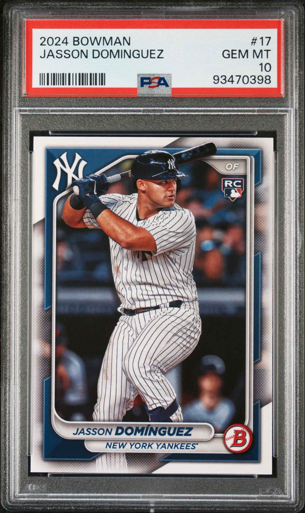 Graded 2024 Topps Bowman Jasson Dominguez #17 Rookie RC Baseball Card PSA 10 Gem Mint