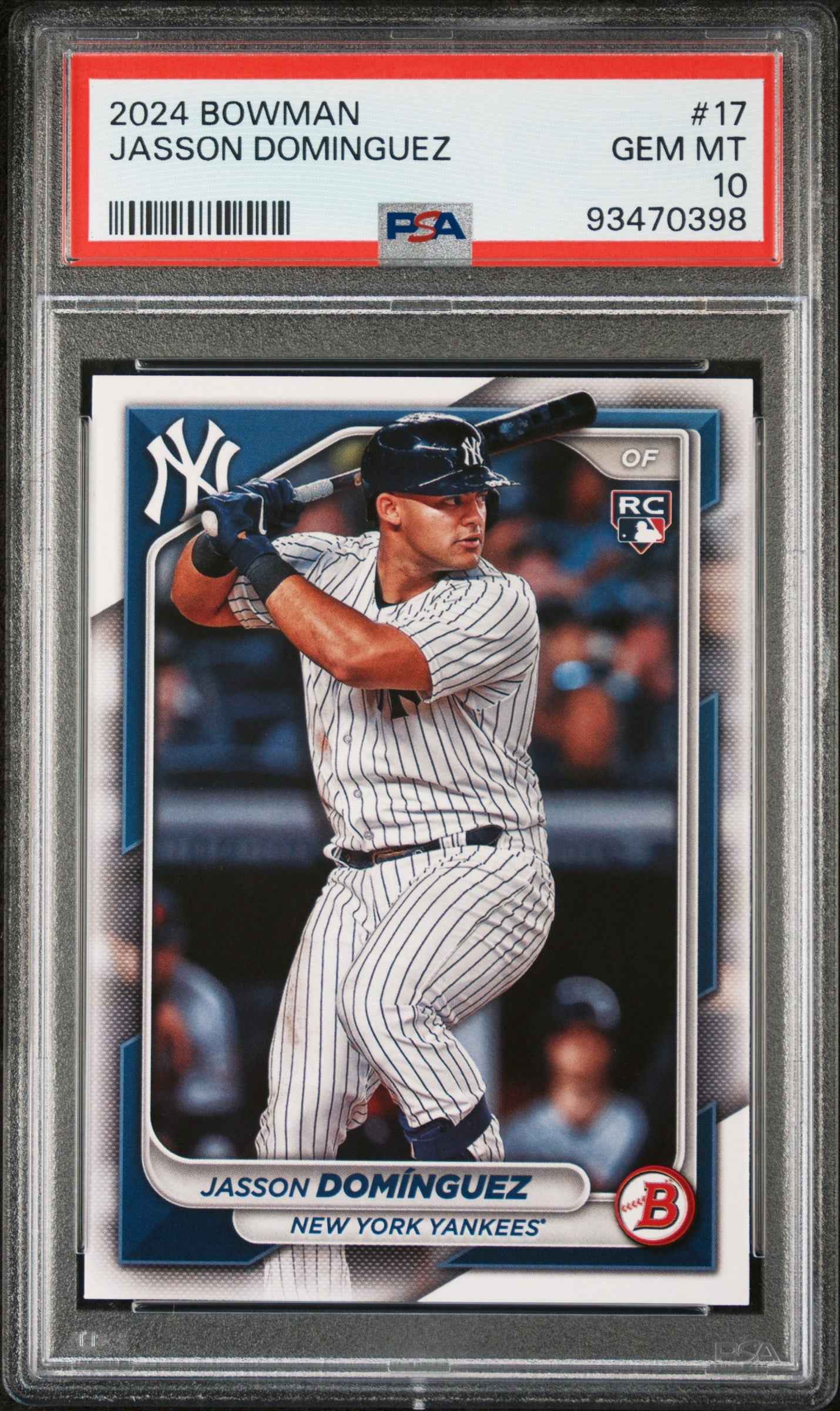 Graded 2024 Topps Bowman Jasson Dominguez #17 Rookie RC Baseball Card PSA 10 Gem Mint