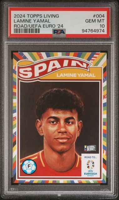 Graded 2024 Topps Living Road to UEFA Euro Lamine Yamal #004 Rookie RC Soccer Card PSA 10 Gem Mint