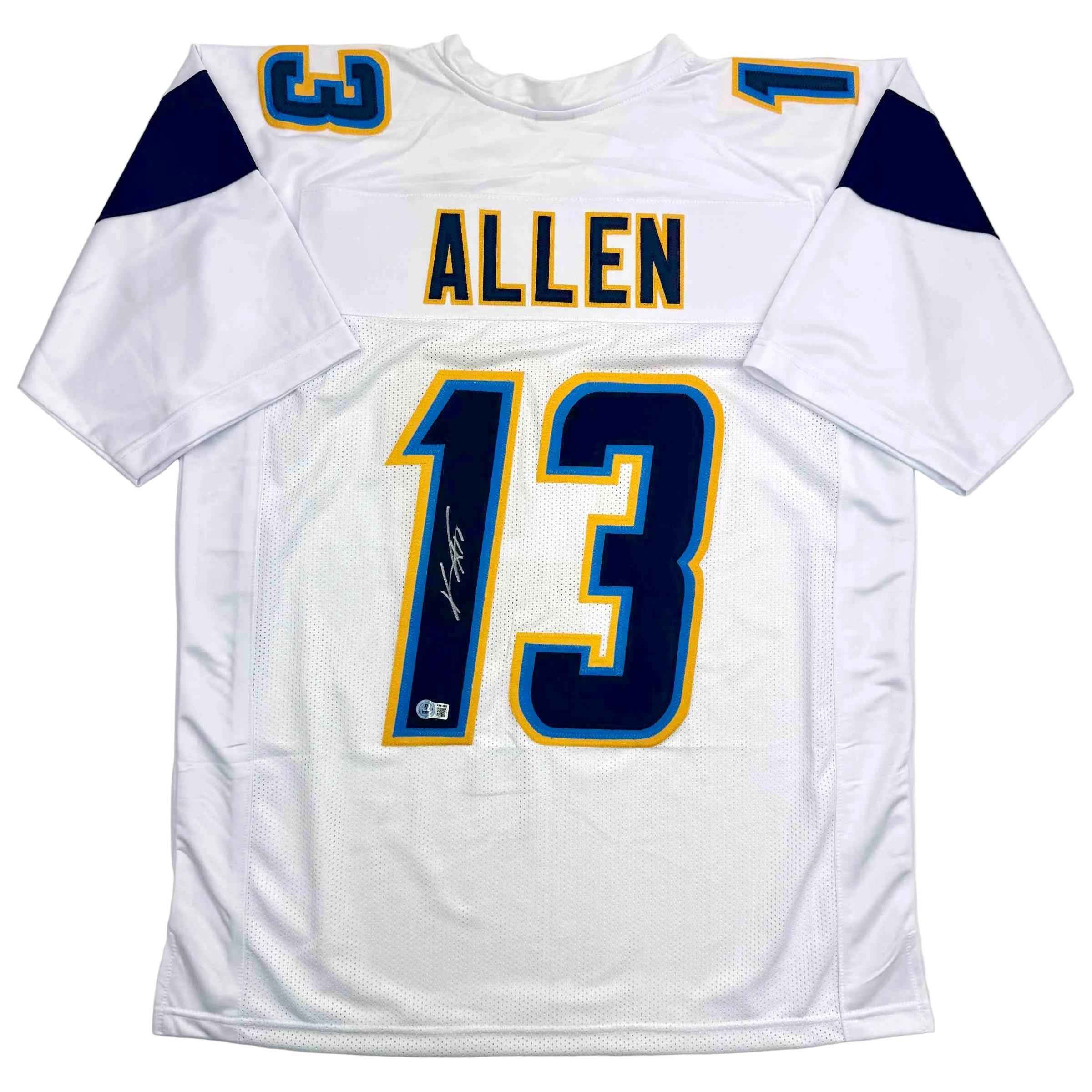 Autographed/Signed Keenan Allen Los Angeles LA White Football Jersey Beckett BAS COA