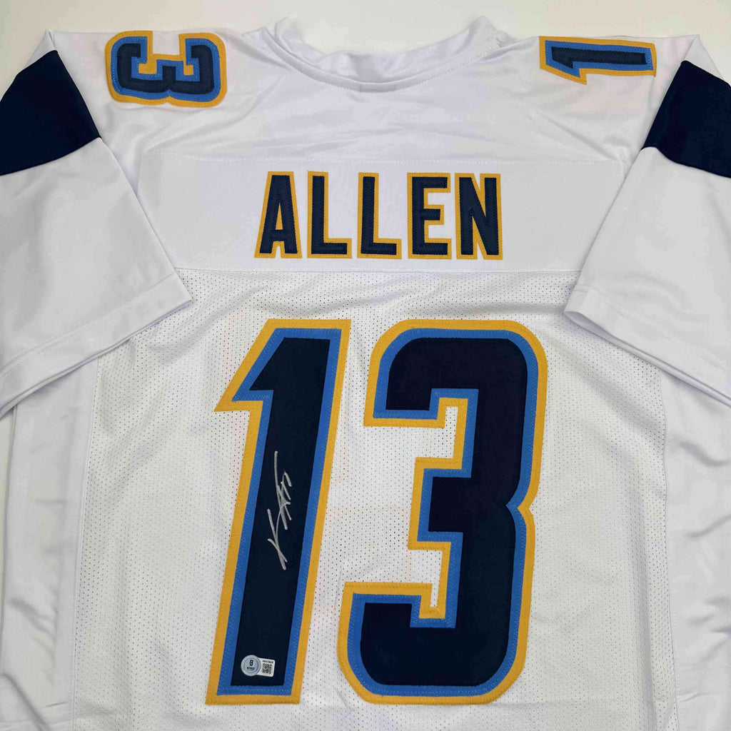Autographed/Signed Keenan Allen Los Angeles LA White Football Jersey Beckett BAS COA