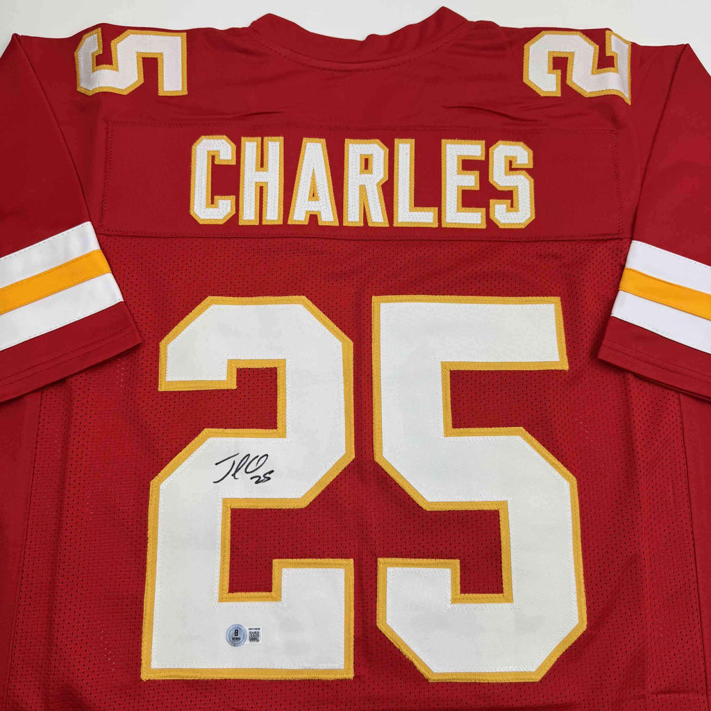 Autographed/Signed Jamaal Charles Kansas City Red Football Jersey JSA COA