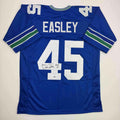 Autographed/Signed Kenny Easley HOF 17 Seattle Blue Football Jersey JSA COA