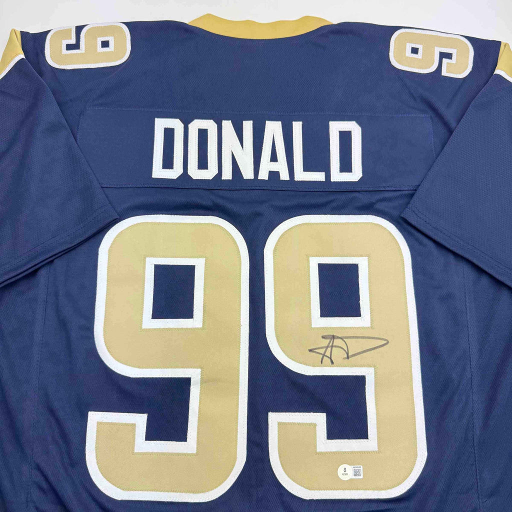 Autographed/Signed Aaron Donald Los Angeles LA Dark Blue Football Jersey JSA COA