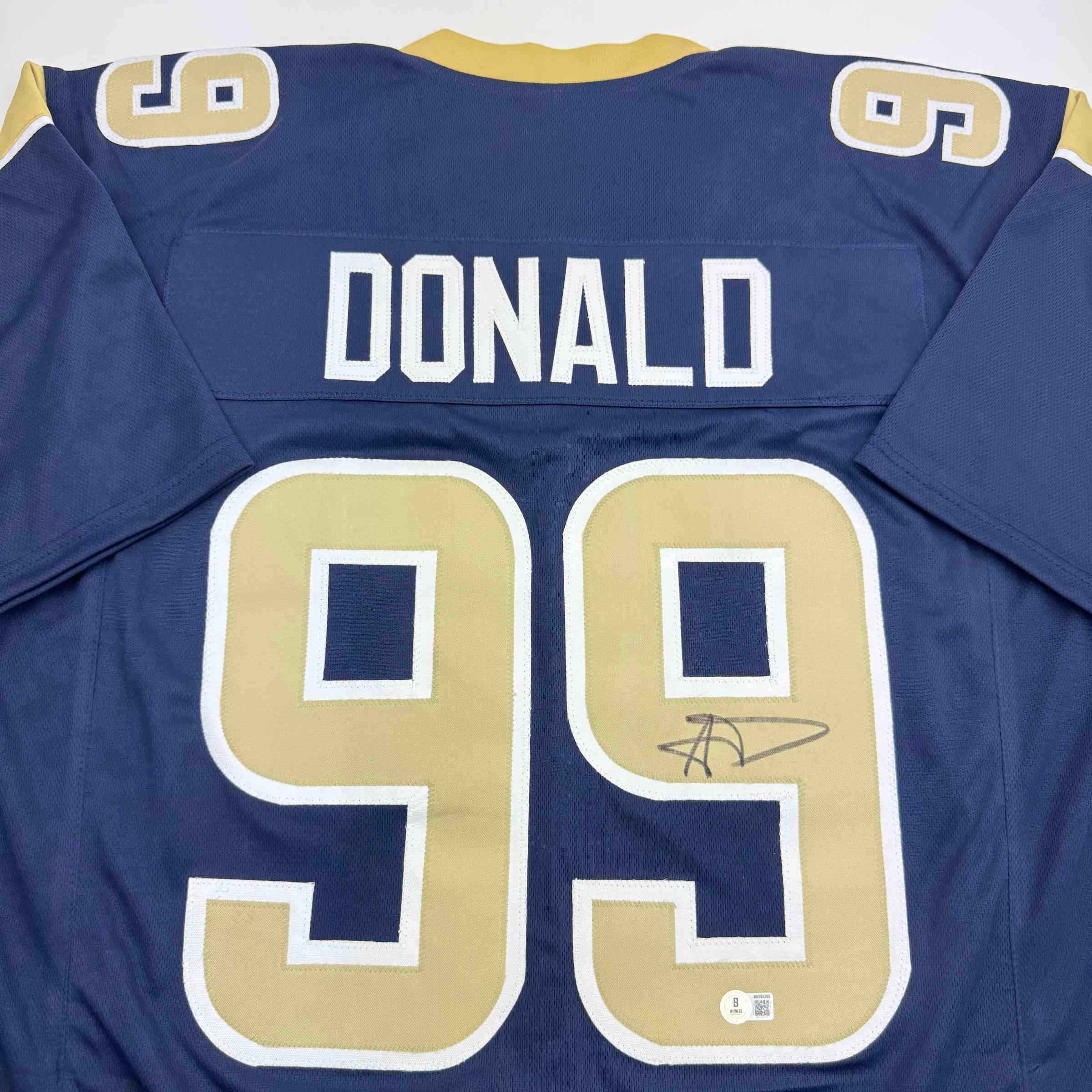 Autographed/Signed Aaron Donald Los Angeles LA Dark Blue Football Jersey JSA COA