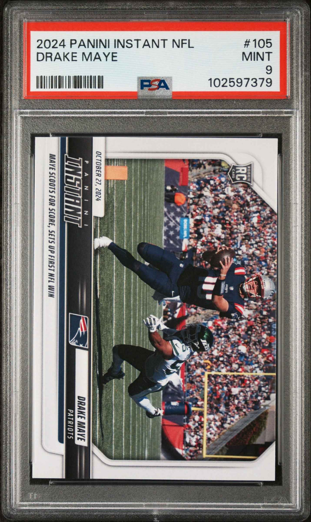 Graded 2024 Panini Instant NFL Drake Maye #105 Rookie RC Football Card PSA 9 Mint