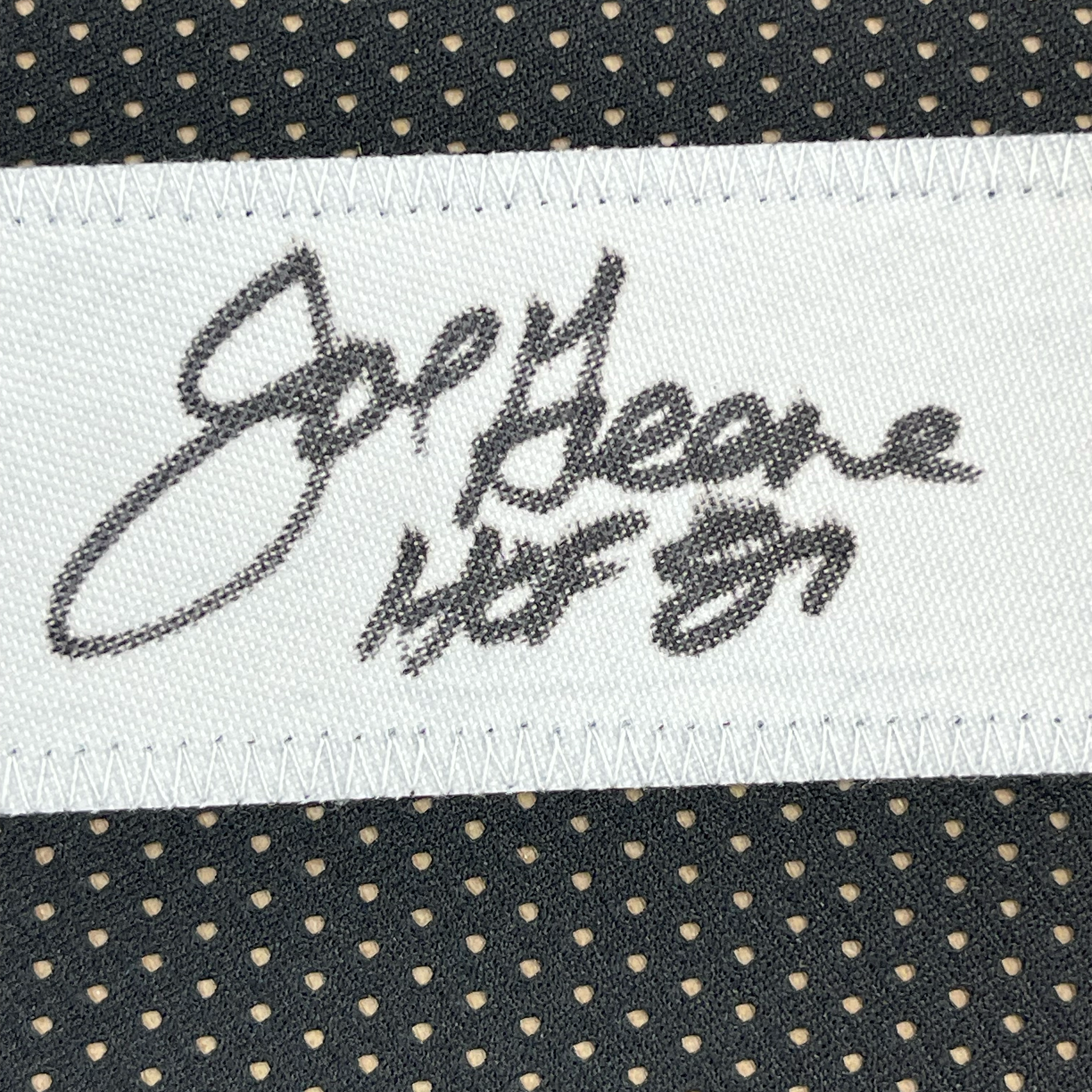 Framed Autographed/Signed Mean Joe Greene HOF 87 35x39 Pittsburgh Black Football Jersey JSA COA