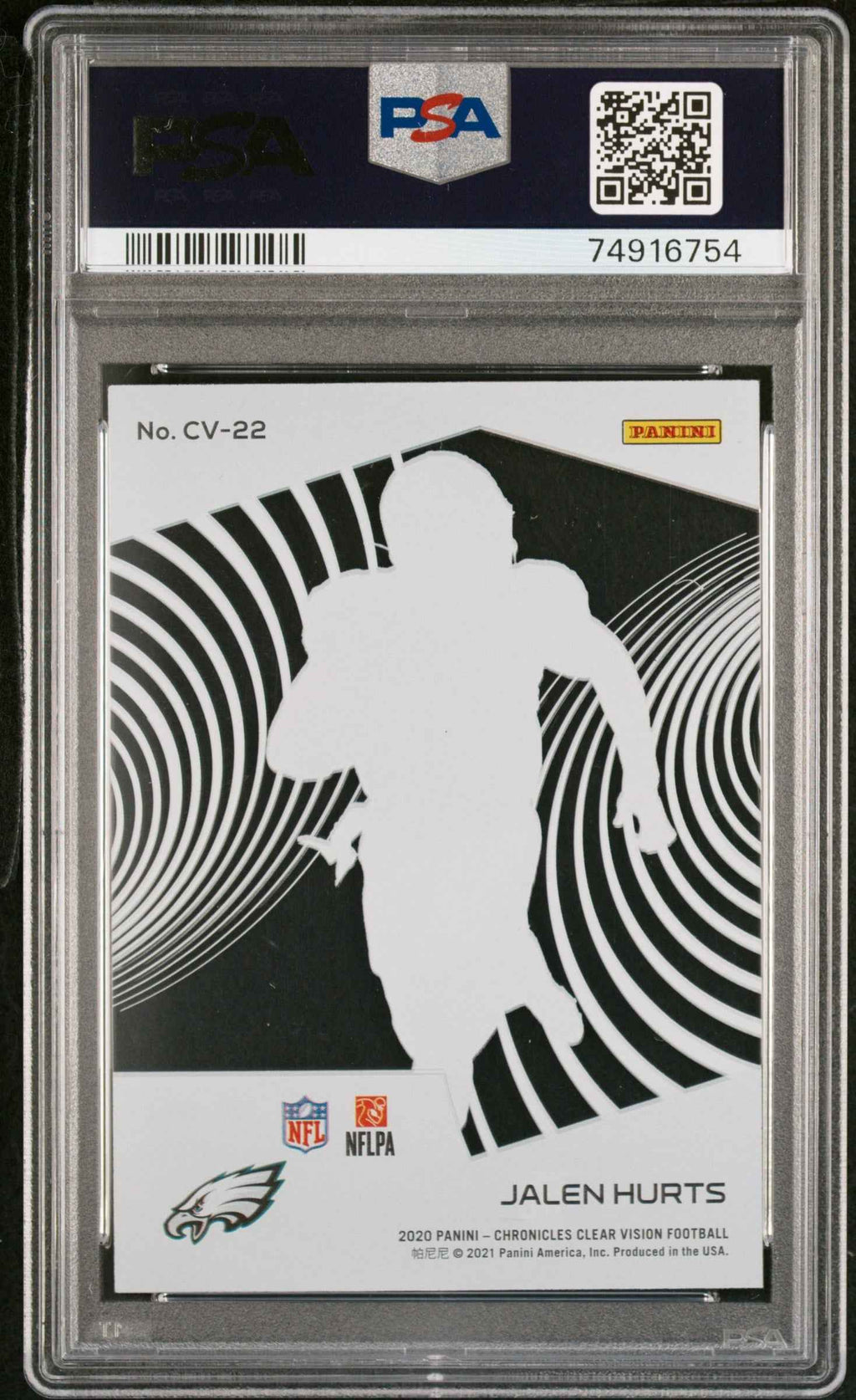 Graded 2020 Panini Chronicles Jalen Hurts #CV22 Clear Vision Rookies Rookie RC Football Card PSA 10 Gem Mint