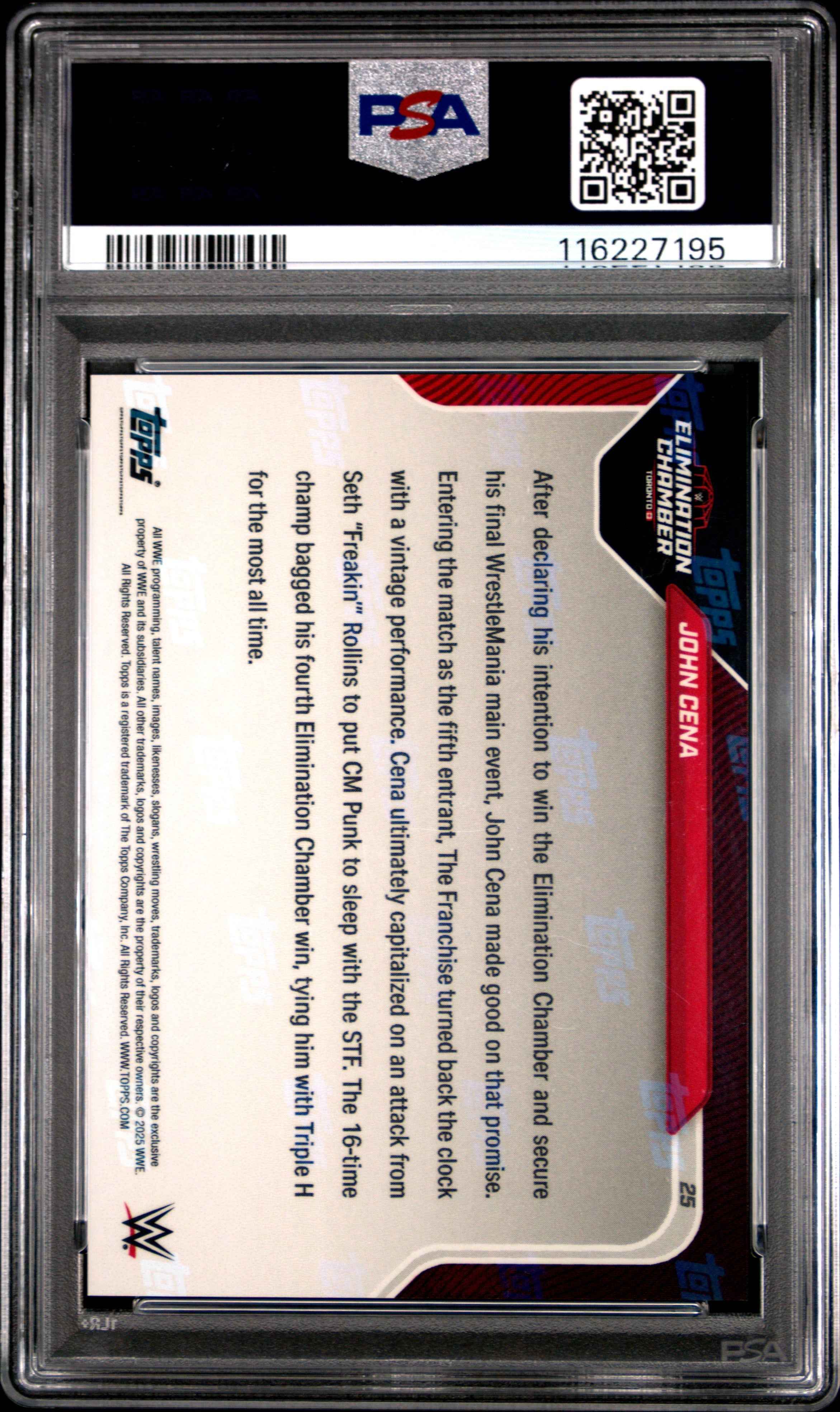 Graded 2025 Topps Now WWE John Cena #25 Wrestling Card PSA 10 Gem Mint