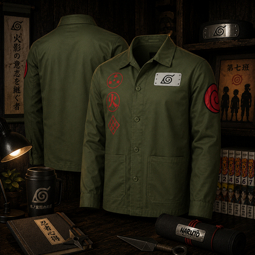Naruto Shippuden Kakashi Hatake Olive Chore Jacket