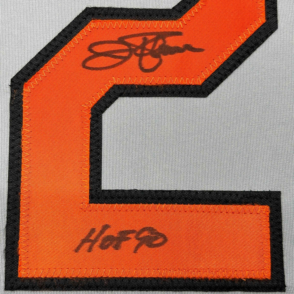 Framed Autographed/Signed Jim Palmer HOF 1990 35x39 Baltimore Grey Baseball Jersey JSA COA
