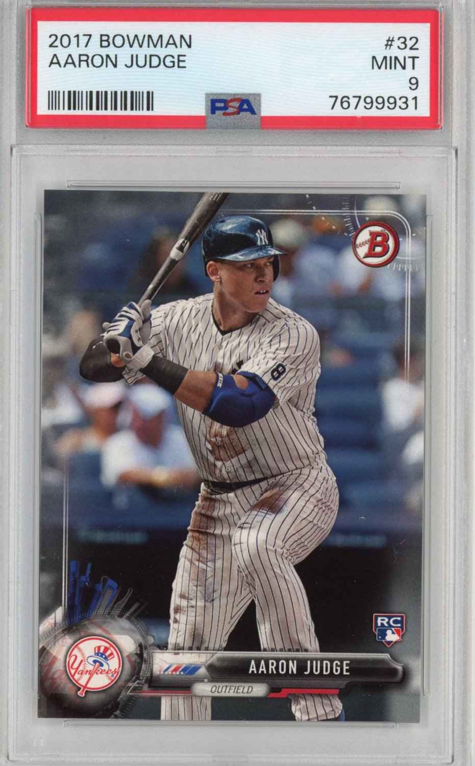 Graded 2017 Topps Bowman Aaron Judge #32 Rookie Debut RC Baseball Card PSA 9 Mint