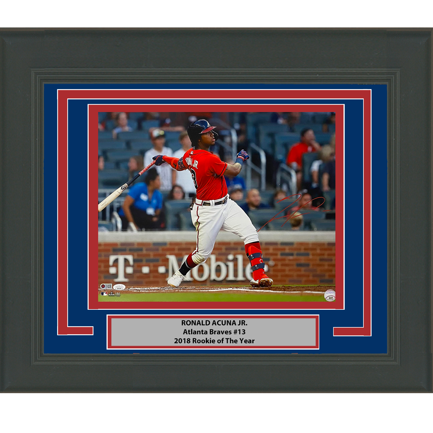 Framed Autographed/Signed Ronald Acuna Jr. Atlanta Braves 16x20 Baseball Photo JSA COA #8