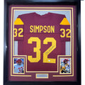 Framed Autographed/Signed OJ O.J. Simpson 35x39 USC Red College Football Jersey JSA COA