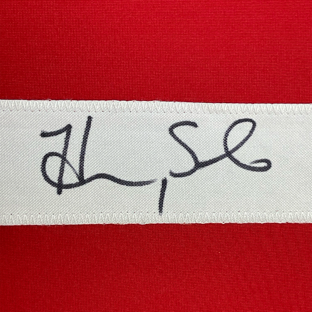 Framed Autographed/Signed Hope Solo 35x39 United States USA Red Soccer Jersey JSA COA