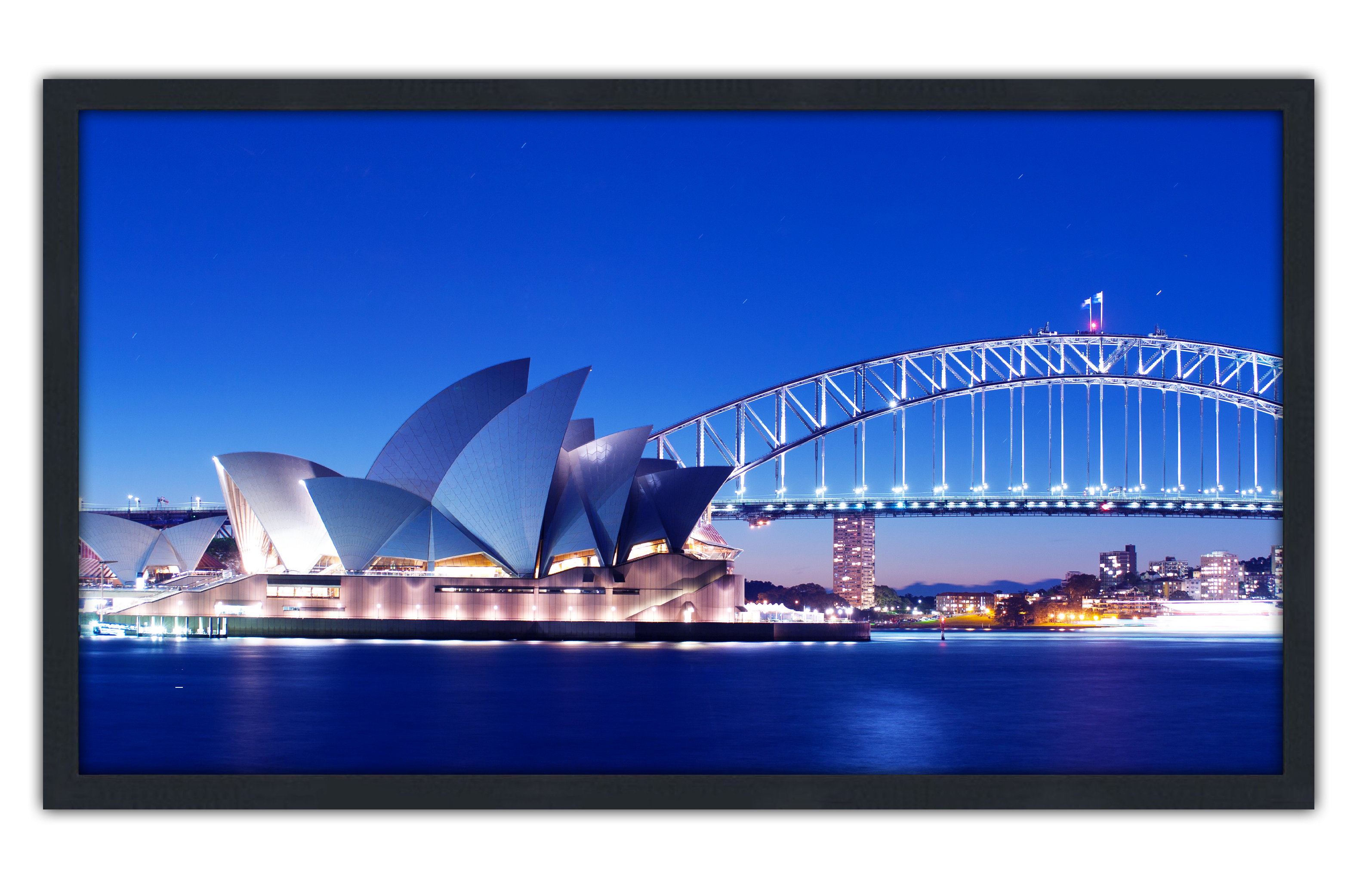 Professionally Framed Sydney Opera House Australia Skyline High-Resolution Panoramic Photo 12x22 Wall Art