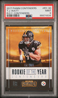 Graded 2017 Panini Contenders T.J. Watt #RY-30 ROY Contenders Rookie RC Football Card PSA 9 Mint