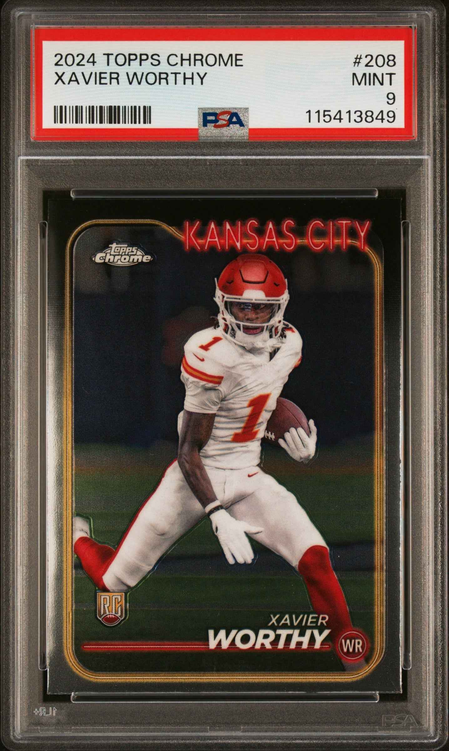 Graded 2024 Topps Chrome Xavier Worthy #208 Rookie RC Football Card PSA 9 Mint